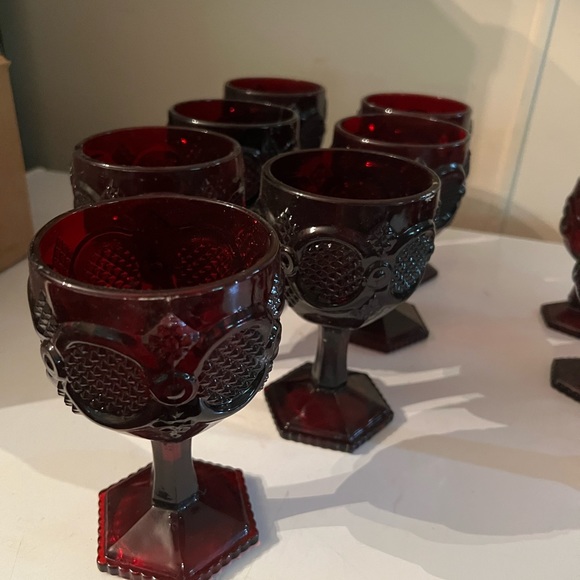Avon 1867 Cape Cod Cranberry Glass Cup Set